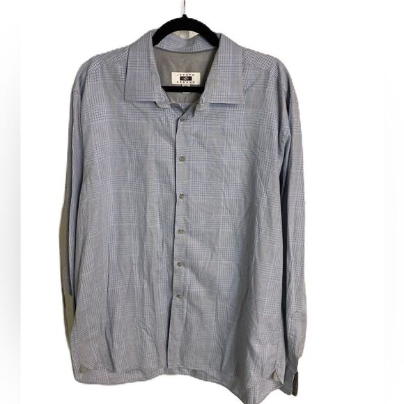 #116 JOSEPH ABBOUD Muted Gray Plaid Button Down - Picture 1 of 6